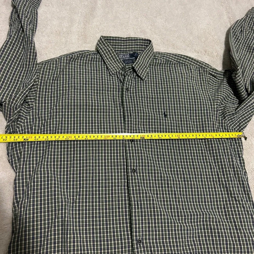Polo Ralph Lauren Button Down Shirt Mens XL Green Plaid Marlowe‎ Cotton